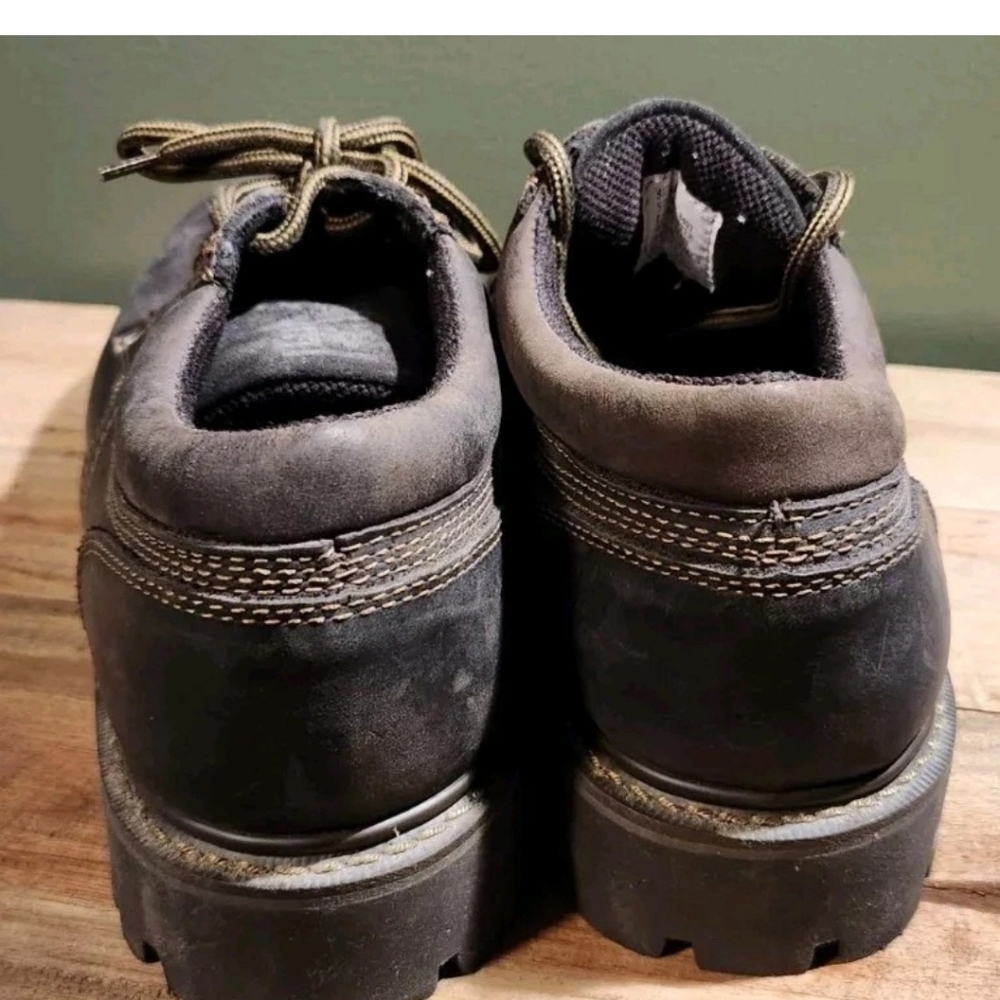 American Eagle Women VTG Y2k 90s Brown Leather Platform Chunky Jammers Shoes 11 - Picture 3 of 8